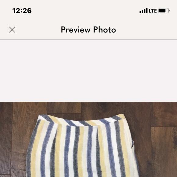 Anthropologie Edme & Eystlle "Cafe Awning" Linen Cream/Navy/Yellow Striped Skirt - Picture 7 of 7